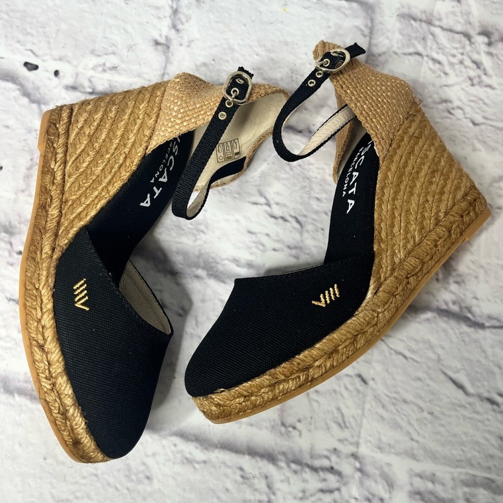 Viscata Barcelona Palomera medium wedge slingback buckle espadrilles size 6.5